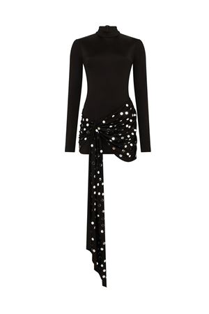 Silver Polka-Dots Overlay Mini Dress DAVID KOMA | AW25DK34DBLACKSILVER